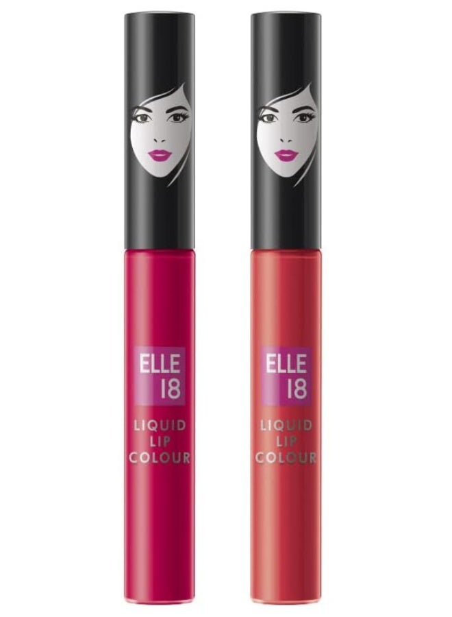 Elle18 Elle 18 Liquid Matte Lip Color deep coral & Pink Blossom - Image 1